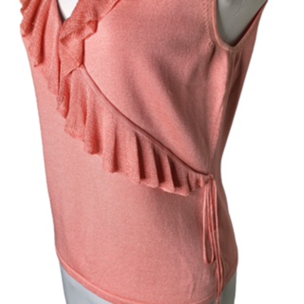Ann Taylor Sleeveless Ruffled Neckline Small Side Tie Top Size L - Picture 4 of 7